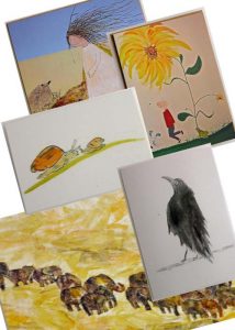 Greeting Card pack for sale, set of 5 cards with artwork by Liliana Stafford